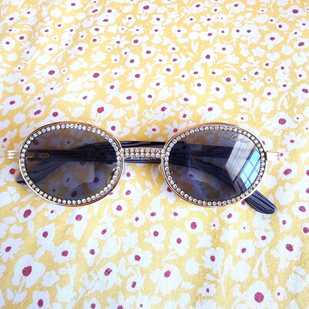 Cartier sunglasses - unisex, iced out diamond rimmed, tortoise shell legs